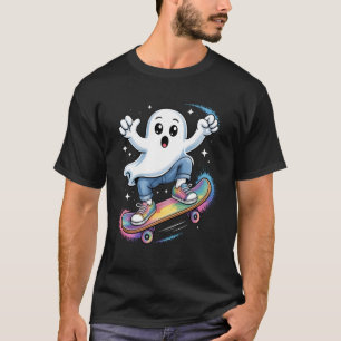 Camiseta Fantasma En Skateboard Funny Halloween Costube Ska