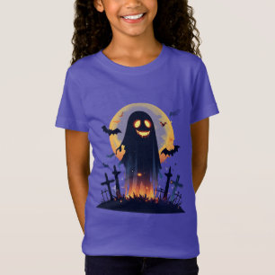 Camiseta Fantasma en un cementerio embrujado con luna llena