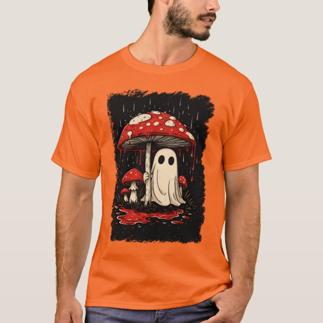 Camiseta Fantasma espeluznante bajo sangrienta lluvia de ho (Anverso)