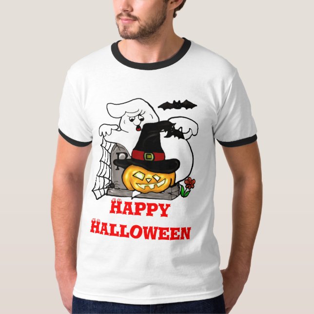 Camiseta Fantasma espeluznante y diseño de calabaza (Anverso)