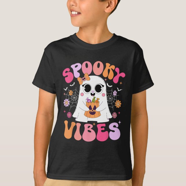 Camiseta Fantasma Fantasma Fantasma Retro Groovy Halloween (Anverso)