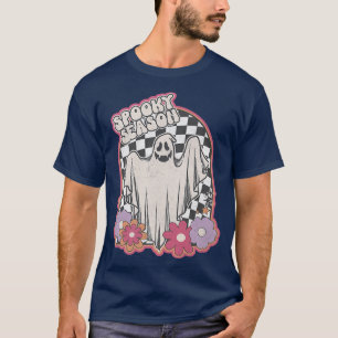 Camiseta Fantasma Fantasma Floral Fantasma Retro Halloween