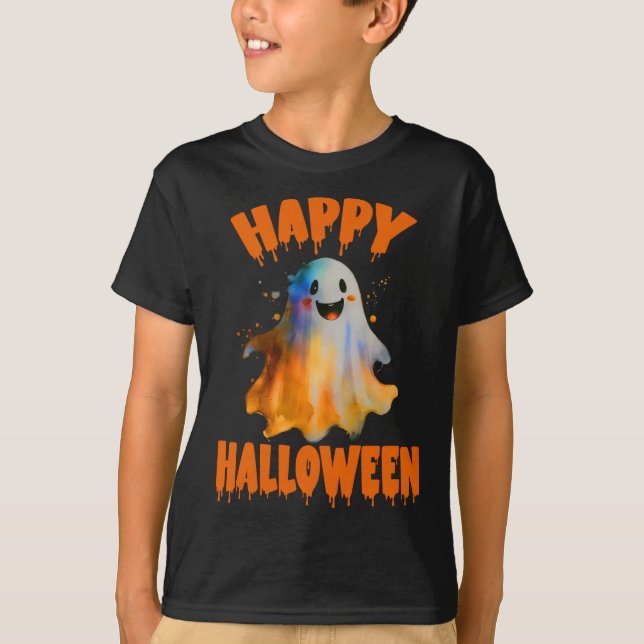 Camiseta Fantasma feliz de Halloween (Anverso)