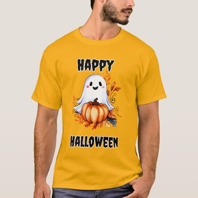 Camiseta Fantasma feliz de Halloween (Anverso)