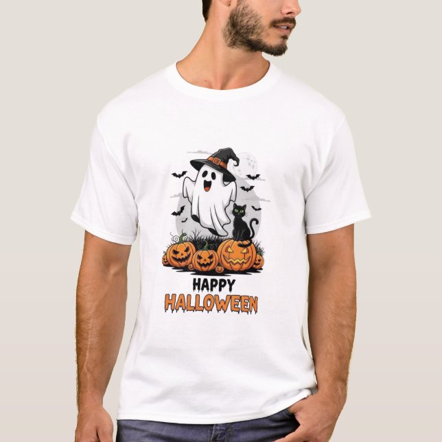 Camiseta Fantasma feliz de Halloween (Anverso)