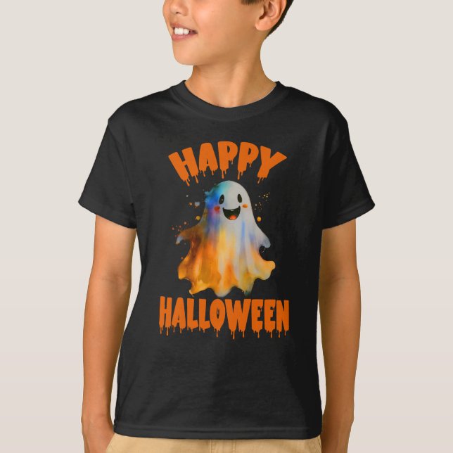 Camiseta Fantasma feliz de Halloween (Anverso)
