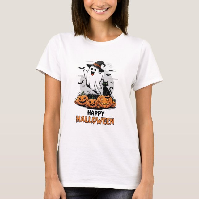 Camiseta Fantasma feliz de Halloween (Anverso)