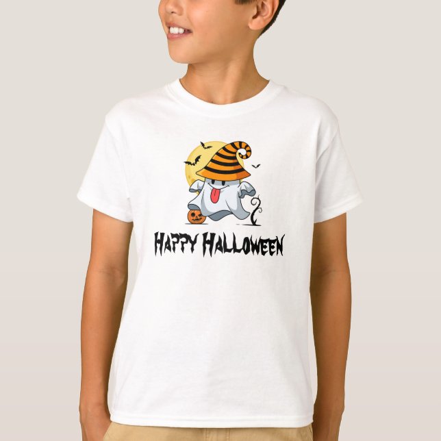 Camiseta fantasma feliz Halloween (Anverso)