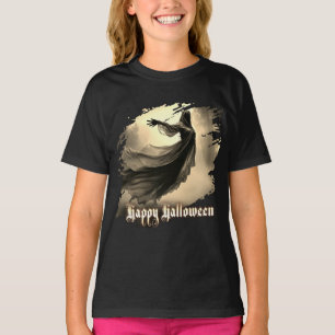 Camiseta Fantasma Femenina Negra en Infierno - Halloween