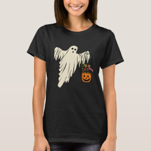 Camiseta Fantasma Floral Calabaza de Halloween Lindo  Fanta