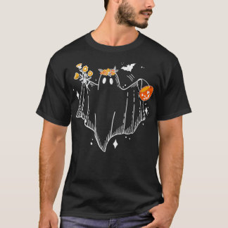 Camiseta Fantasma floral con calabaza Cute otoño halloween