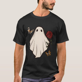 Camiseta Fantasma Floral Con Halloween Rosa