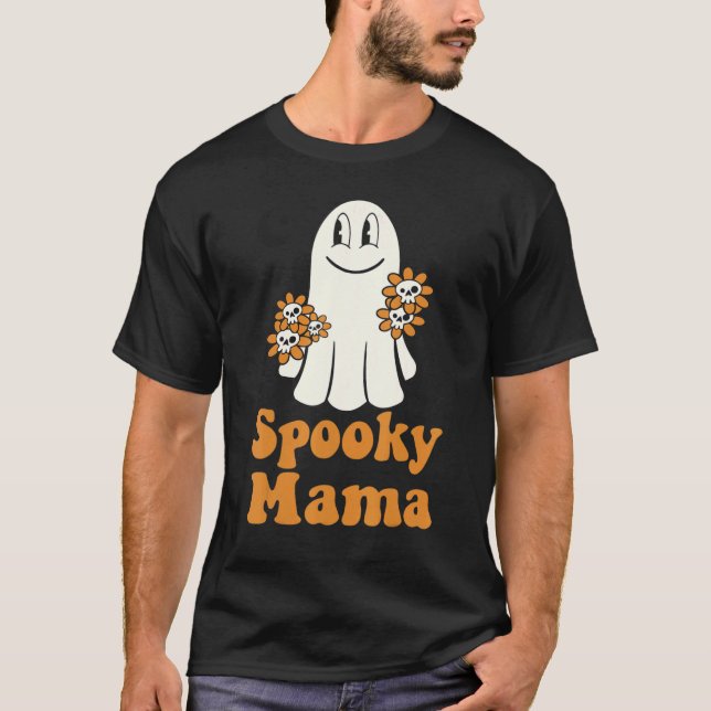 Camiseta Fantasma floral de Mama Groovy Halloween Spooky M (Anverso)