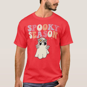 Camiseta Fantasma floral Fantasma Halloween de Retro Groovy