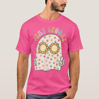 Camiseta Fantasma floral Halloeen Retro Groovy Stay Spooky