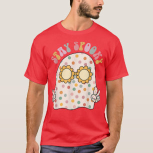 Camiseta Fantasma floral Halloeen Retro Groovy Stay Spooky 