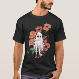 Camiseta Fantasma Floral Halloween Vintage Floral Ghost Cut
