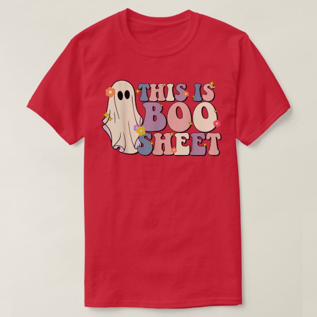 Camiseta Fantasma Floral Retro Groovy Halloween (Diseño del anverso)