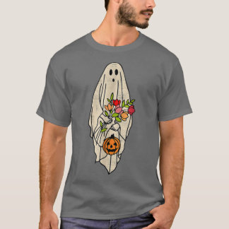 Camiseta Fantasma floral vintage Cute Gráfico Halloween Boo