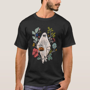 Camiseta Fantasma floral vintage lindo Halloween divertido 