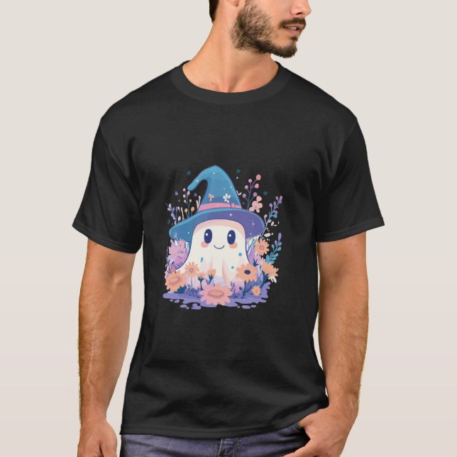 Camiseta Fantasma Gorra de brujas Halloween Calabaza Spooky (Anverso)