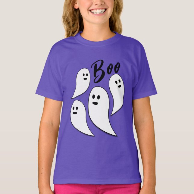 Camiseta Fantasma Halloween blanco negro lindo patrón Boo (Anverso)