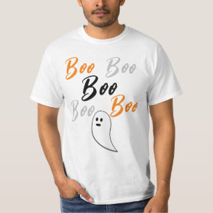 Camiseta Fantasma Halloween negro blanco naranja boo