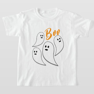 Camiseta Fantasma Halloween negro blanco patrón lindo Boo