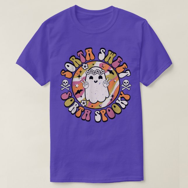 Camiseta Fantasma Halloween Sorta dulce Sorta Spooky Fall (Diseño del anverso)