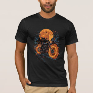 Camiseta Fantasma Jinete Calabaza Motocicleta Halloween