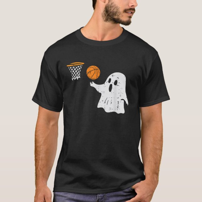 Camiseta Fantasma Jugando Basketball Halloween Disfraces De (Anverso)