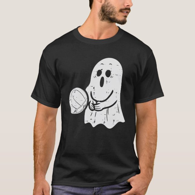 Camiseta Fantasma Jugando Vóleibol Divertido disfraz Hallow (Anverso)