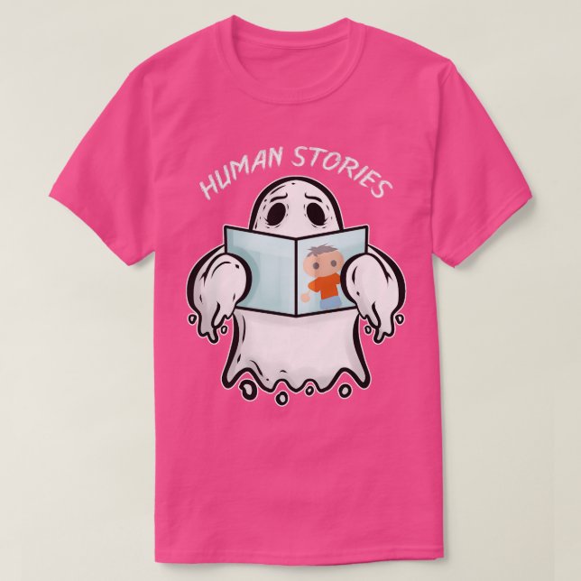 Camiseta Fantasma leyendo libro sobre historias humanas en  (Diseño del anverso)
