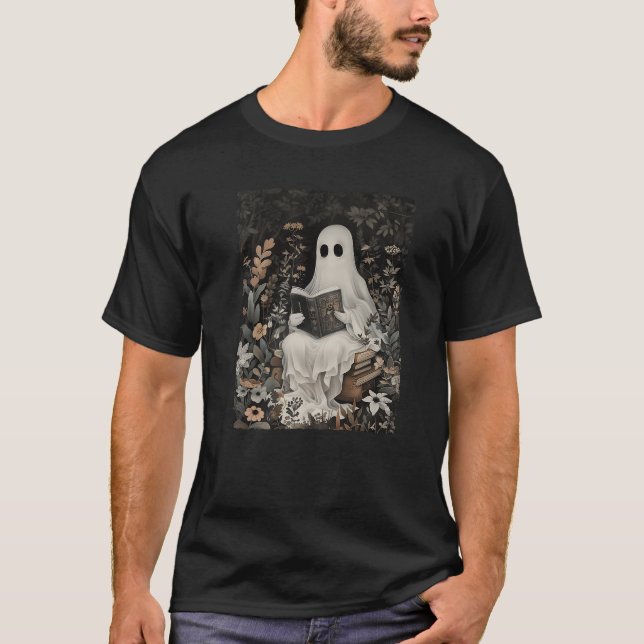 Camiseta Fantasma libro de lectura Forest Floral Gothic Hal (Anverso)