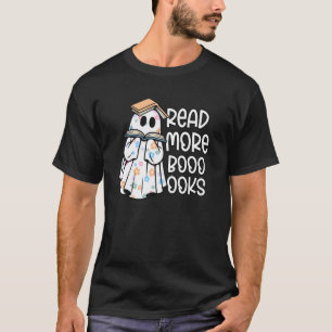 Camiseta Fantasma Lindo Amante De Leer Más Libros Halloween