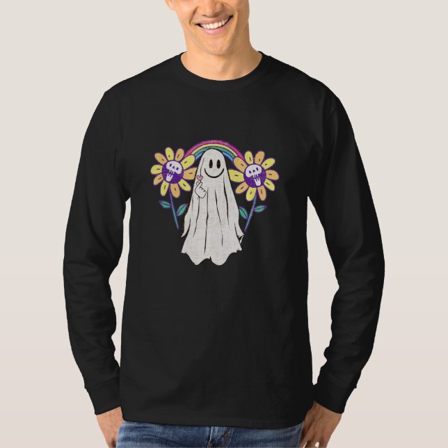 Camiseta Fantasma  Lindo Arcoíris Gótico Colorido (Anverso)