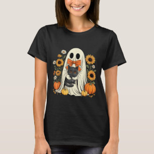 Camiseta Fantasma Lindo Con Calabaza De Halloween De Gato N