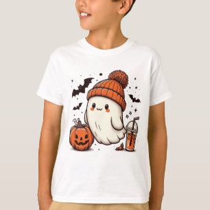 Camiseta Fantasma lindo con calabaza Halloween