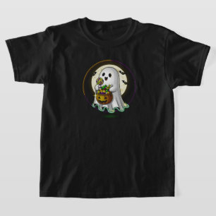 Camiseta Fantasma lindo con Candy y Bats   SOLO EN NEGRO
