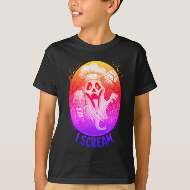 Camiseta Fantasma lindo con helado Halloween (Anverso)