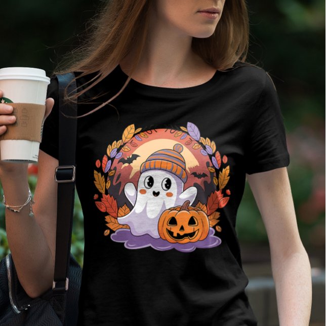 Camiseta Fantasma lindo con la bromista de Halloween (Subido por el creador)