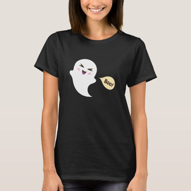 Camiseta Fantasma lindo del dibujo animado del kawaii que (Anverso)