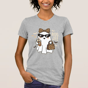 Camiseta Fantasma Lindo Diseño de Leopardo de Halloween Boo