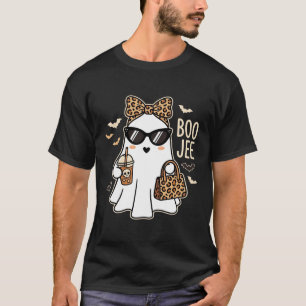 Camiseta Fantasma Lindo Diseño de Leopardo de Halloween Boo