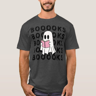 Camiseta Fantasma lindo leyendo un libro rosado