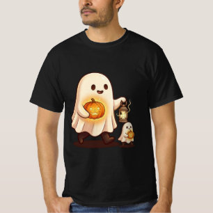 Camiseta Fantasma Lindo Sosteniendo Linterna de Ca