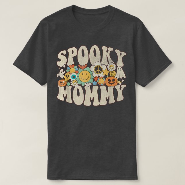 Camiseta Fantasma mamá coincidiendo retro Halloween Fantasm (Diseño del anverso)