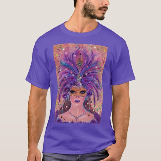 Camiseta Fantasma Mardi Gras mujer con máscara de Renee Lav (Anverso)