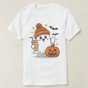 Camiseta Fantasma, Murciélagos, Calabaza Y Bebida, Hallowee