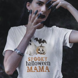 Camiseta Fantasma negra naranja Fantasma Halloween Mamá